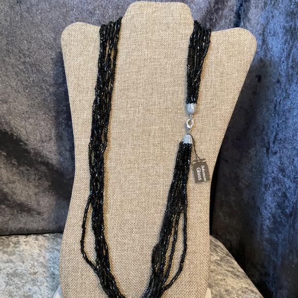 Vintage Multi Strand Black Bohemian Glass Necklace - Picture 4 of 4